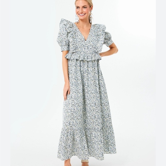Tuckernuck Dresses & Skirts - NWT Hyacinth House Tuckernuck Blue Floral Puff Sleeve Meadow Midi Dress Medium